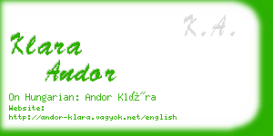 klara andor business card